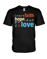 Faith Hope Love Sign Language V-Neck T-Shirt thumbnail