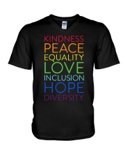 Kindness Peace Equality Love V-Neck T-Shirt tile