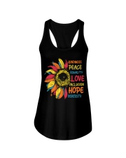 Kindness Peace Equality Love Sunflower Ladies Flowy Tank tile