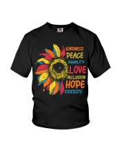 Kindness Peace Equality Love Sunflower Youth T-Shirt tile