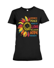 Kindness Peace Equality Love Sunflower Premium Fit Ladies Tee tile
