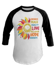 Kindness Peace Equality Love Sunflower Baseball Tee tile