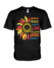 Kindness Peace Equality Love Sunflower V-Neck T-Shirt tile
