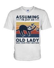 Assuming I'm Just An Old Lady - Sloth V-Neck T-Shirt tile