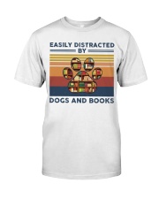 Easily Distracted By Dogs And Books Retro Classic T-Shirt tile