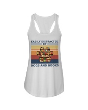 Easily Distracted By Dogs And Books Retro Ladies Flowy Tank tile