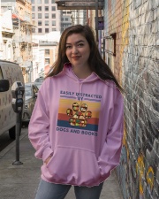 Easily Distracted By Dogs And Books Retro Hooded Sweatshirt lifestyle-unisex-hoodie-front-1