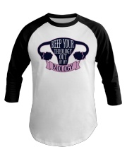 Keep Your Theology Out Of My Biology Baseball Tee tile