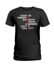 America Courage Freedom Diversity Rights Kindness Ladies T-Shirt tile