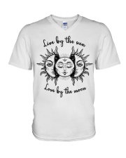 Live By The Sun - Love By The Moon V-Neck T-Shirt tile