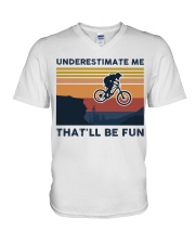 Underestimate Me That'll Be Fun - Mountain Biking V-Neck T-Shirt tile