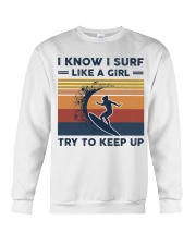 I Know I Surf Like A Girl - Surfing Retro Crewneck Sweatshirt tile
