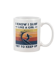 I Know I Surf Like A Girl - Surfing Retro Mug tile