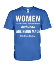 RBG - Women Belong In All Places Where Decisions V-Neck T-Shirt tile