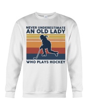 Never Underestimate An Old Lady - Hockey Retro Crewneck Sweatshirt tile