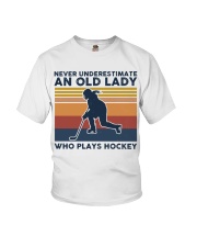 Never Underestimate An Old Lady - Hockey Retro Youth T-Shirt tile