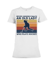 Never Underestimate An Old Lady - Hockey Retro Premium Fit Ladies Tee tile