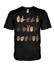 Black Lives Matter Sign Language V-Neck T-Shirt tile