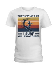 I Surf And I Know Things - Retro Ladies T-Shirt tile