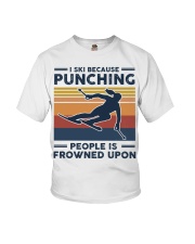 I Ski Because Punching People Is Frowned Upon Youth T-Shirt tile