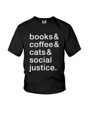 Books Coffee Cats Social Justice Youth T-Shirt tile