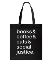 Books Coffee Cats Social Justice Tote Bag tile