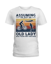Assuming I'm Just An Old Lady - Triathlon Retro Ladies T-Shirt tile