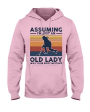 Assuming I'm Just An Old Lady - Hockey Retro Hooded Sweatshirt front
