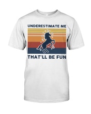 Underestimate Me That'll Be Fun - Unicorn Retro Classic T-Shirt tile