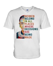 RBG - Women Belong In All Places Pop Art V-Neck T-Shirt tile