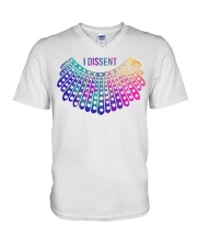 RBG I Dissent Collar Watercolor V-Neck T-Shirt tile