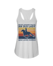 Never Underestimate An Old Lady Who Love Horses Ladies Flowy Tank tile