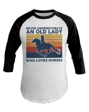 Never Underestimate An Old Lady Who Love Horses Baseball Tee tile