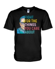 Fight for The Things You Care About Watercolor V-Neck T-Shirt thumbnail