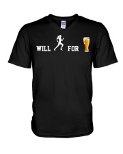 Will Run For Beer V-Neck T-Shirt tile