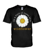 In A Field Of Roses Be A Wildflower V-Neck T-Shirt tile