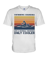 Swimming Grandma Like A Normal Grandma Only Cooler V-Neck T-Shirt tile