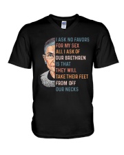 RBG - I Ask No Favor For My Sex V-Neck T-Shirt tile