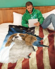 Beautiful Cavalier King Charles Spaniel Large Fleece Blanket - 60" x 80" aos-coral-fleece-blanket-60x80-lifestyle-front-06