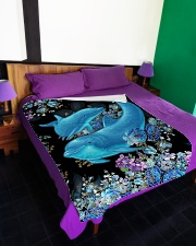 Beautiful dolphins Large Fleece Blanket - 60" x 80" aos-coral-fleece-blanket-60x80-lifestyle-front-01