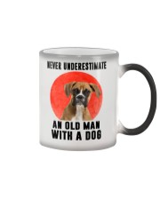 An old man with a dog - Boxer Color Changing Mug tile