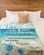 The ocean is yours Large Fleece Blanket - 60" x 80" aos-coral-fleece-blanket-60x80-lifestyle-front-02
