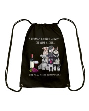 I need wine and schnauzers Drawstring Bag tile