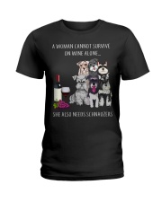I need wine and schnauzers Ladies T-Shirt tile