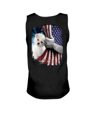 Bichon Frise American flag Unisex Tank tile