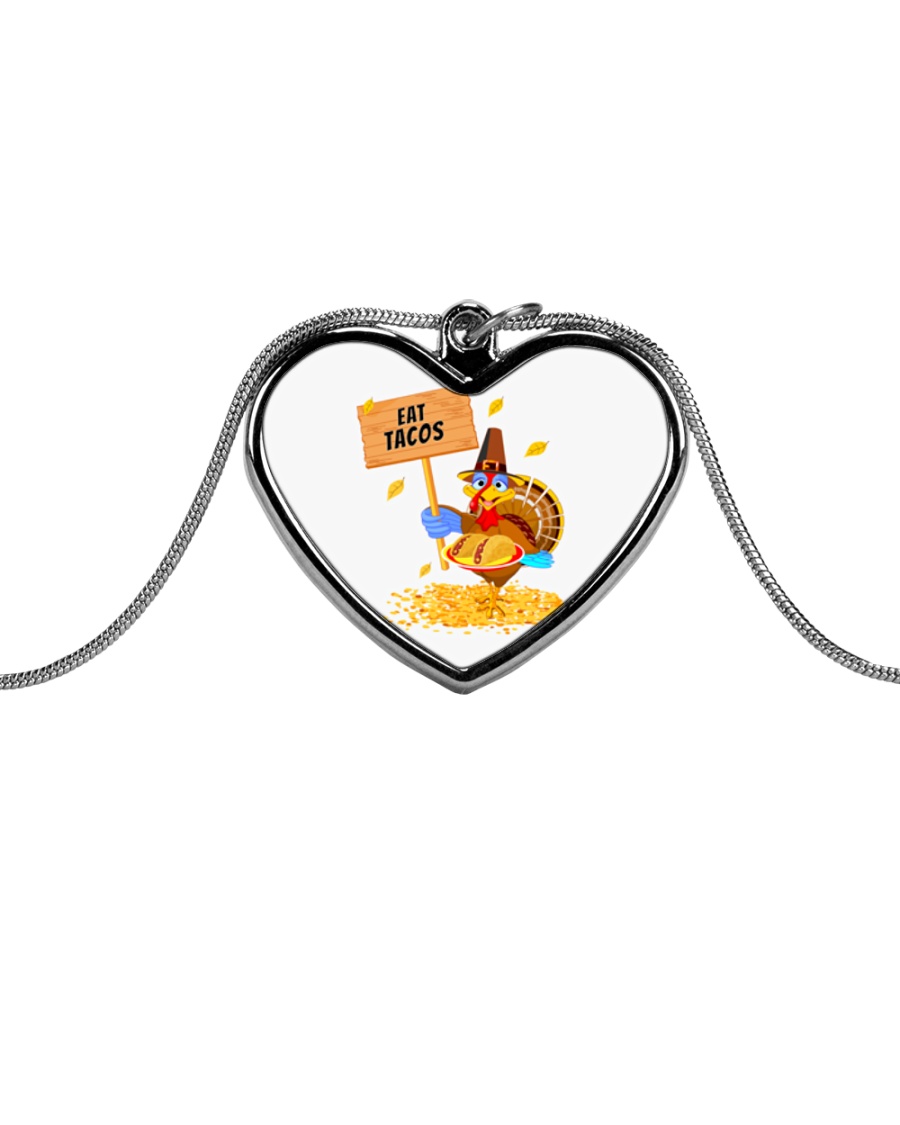 Turkey Eat Tacos Metallic Heart Necklace