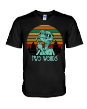 Two Word One Finger V-Neck T-Shirt thumbnail