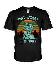 Two Word One Finger V-Neck T-Shirt thumbnail