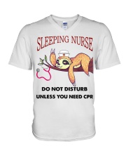 Sloth Sleeping Nurse V-Neck T-Shirt thumbnail