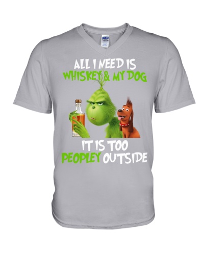 All I Need Is Whiskey My Dog It Is  Peopley Ou V-Neck T-Shirt